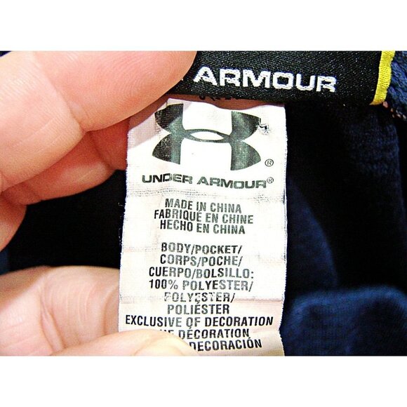 Under Armour Athletic Basketball Shorts Navy Blue Elastic Waist Workout Sz Large - Picture 6 of 12